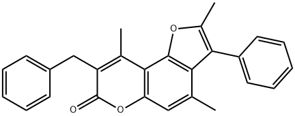 8-benzyl-2,4,9-trimethyl-3-phenylfuro[2,3-f]chromen-7-one 구조식 이미지