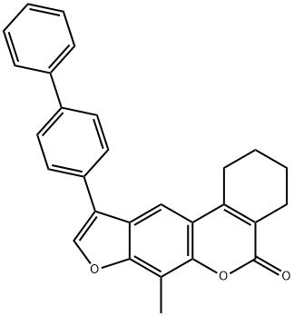 7-methyl-10-(4-phenylphenyl)-1,2,3,4-tetrahydro-[1]benzofuro[6,5-c]isochromen-5-one Structure