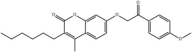 3-hexyl-7-[2-(4-methoxyphenyl)-2-oxoethoxy]-4-methylchromen-2-one Structure