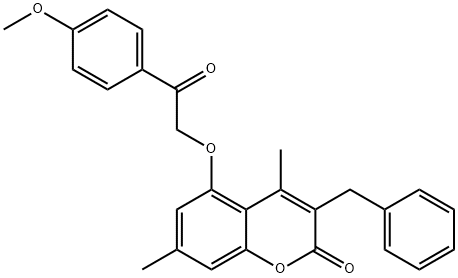 3-benzyl-5-[2-(4-methoxyphenyl)-2-oxoethoxy]-4,7-dimethylchromen-2-one 구조식 이미지
