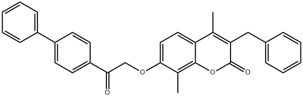 3-benzyl-4,8-dimethyl-7-[2-oxo-2-(4-phenylphenyl)ethoxy]chromen-2-one Structure