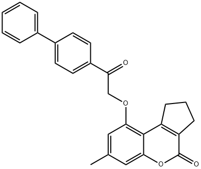 7-methyl-9-[2-oxo-2-(4-phenylphenyl)ethoxy]-2,3-dihydro-1H-cyclopenta[c]chromen-4-one 구조식 이미지