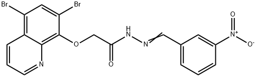2-(5,7-dibromoquinolin-8-yl)oxy-N-[(3-nitrophenyl)methylideneamino]acetamide Structure