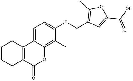 5-methyl-4-[(4-methyl-6-oxo-7,8,9,10-tetrahydrobenzo[c]chromen-3-yl)oxymethyl]furan-2-carboxylic acid Structure