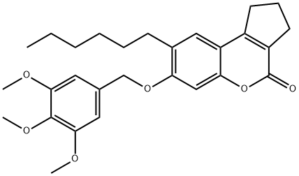 8-hexyl-7-[(3,4,5-trimethoxyphenyl)methoxy]-2,3-dihydro-1H-cyclopenta[c]chromen-4-one Structure