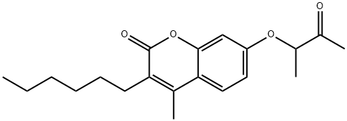 3-hexyl-4-methyl-7-(3-oxobutan-2-yloxy)chromen-2-one Structure