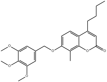 4-butyl-8-methyl-7-[(3,4,5-trimethoxyphenyl)methoxy]chromen-2-one Structure