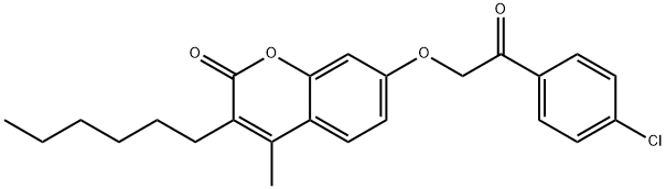 7-[2-(4-chlorophenyl)-2-oxoethoxy]-3-hexyl-4-methylchromen-2-one Structure