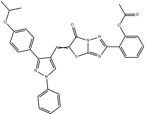 [2-[(5Z)-6-oxo-5-[[1-phenyl-3-(4-propan-2-yloxyphenyl)pyrazol-4-yl]methylidene]-[1,3]thiazolo[3,2-b][1,2,4]triazol-2-yl]phenyl] acetate Structure