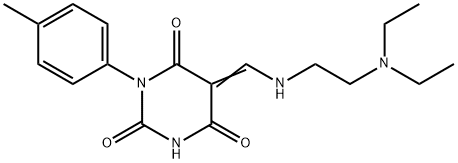 (5E)-5-[[2-(diethylamino)ethylamino]methylidene]-1-(4-methylphenyl)-1,3-diazinane-2,4,6-trione 구조식 이미지