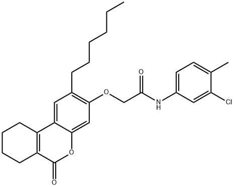 N-(3-chloro-4-methylphenyl)-2-[(2-hexyl-6-oxo-7,8,9,10-tetrahydrobenzo[c]chromen-3-yl)oxy]acetamide Structure