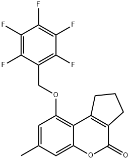 7-methyl-9-[(2,3,4,5,6-pentafluorophenyl)methoxy]-2,3-dihydro-1H-cyclopenta[c]chromen-4-one 구조식 이미지