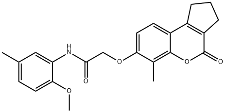 N-(2-methoxy-5-methylphenyl)-2-[(6-methyl-4-oxo-2,3-dihydro-1H-cyclopenta[c]chromen-7-yl)oxy]acetamide 구조식 이미지