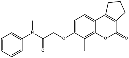 N-methyl-2-[(6-methyl-4-oxo-2,3-dihydro-1H-cyclopenta[c]chromen-7-yl)oxy]-N-phenylacetamide 구조식 이미지