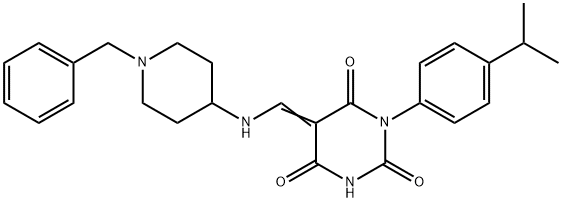 (5Z)-5-[[(1-benzylpiperidin-4-yl)amino]methylidene]-1-(4-propan-2-ylphenyl)-1,3-diazinane-2,4,6-trione 구조식 이미지