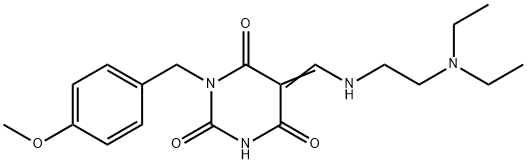 (5E)-5-[[2-(diethylamino)ethylamino]methylidene]-1-[(4-methoxyphenyl)methyl]-1,3-diazinane-2,4,6-trione 구조식 이미지