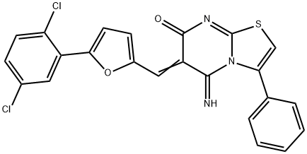 (6E)-6-[[5-(2,5-dichlorophenyl)furan-2-yl]methylidene]-5-imino-3-phenyl-[1,3]thiazolo[3,2-a]pyrimidin-7-one 구조식 이미지