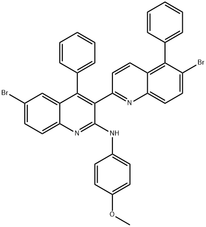 6-bromo-3-(6-bromo-5-phenylquinolin-2-yl)-N-(4-methoxyphenyl)-4-phenylquinolin-2-amine 구조식 이미지