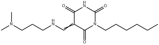 (5Z)-5-[[3-(dimethylamino)propylamino]methylidene]-1-hexyl-1,3-diazinane-2,4,6-trione Structure