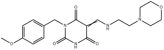 (5Z)-1-[(4-methoxyphenyl)methyl]-5-[(2-morpholin-4-ylethylamino)methylidene]-1,3-diazinane-2,4,6-trione Structure