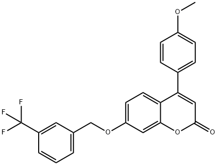 4-(4-methoxyphenyl)-7-[[3-(trifluoromethyl)phenyl]methoxy]chromen-2-one Structure