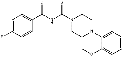 4-fluoro-N-[4-(2-methoxyphenyl)piperazine-1-carbothioyl]benzamide 구조식 이미지