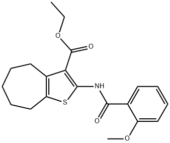 ethyl 2-[(2-methoxybenzoyl)amino]-5,6,7,8-tetrahydro-4H-cyclohepta[b]thiophene-3-carboxylate 구조식 이미지