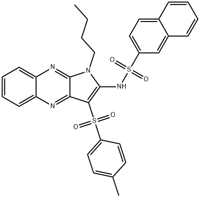 N-[1-butyl-3-(4-methylphenyl)sulfonylpyrrolo[3,2-b]quinoxalin-2-yl]naphthalene-2-sulfonamide Structure