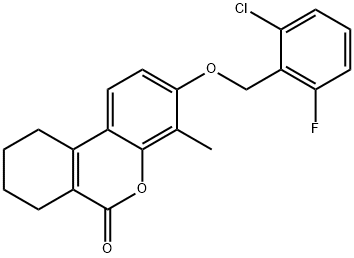 3-[(2-chloro-6-fluorophenyl)methoxy]-4-methyl-7,8,9,10-tetrahydrobenzo[c]chromen-6-one 구조식 이미지