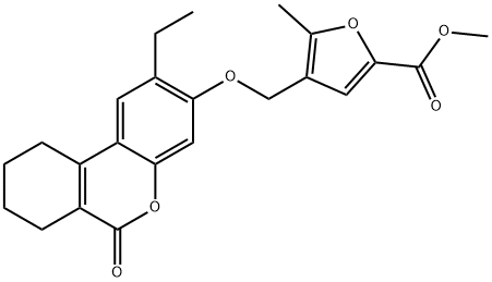 methyl 4-[(2-ethyl-6-oxo-7,8,9,10-tetrahydrobenzo[c]chromen-3-yl)oxymethyl]-5-methylfuran-2-carboxylate Structure