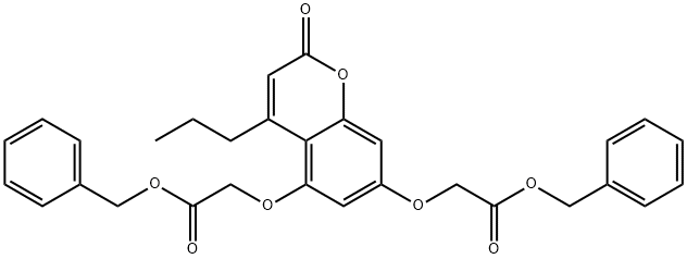 benzyl 2-[2-oxo-5-(2-oxo-2-phenylmethoxyethoxy)-4-propylchromen-7-yl]oxyacetate 구조식 이미지