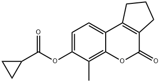 (6-methyl-4-oxo-2,3-dihydro-1H-cyclopenta[c]chromen-7-yl) cyclopropanecarboxylate Structure