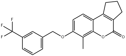 6-methyl-7-[[3-(trifluoromethyl)phenyl]methoxy]-2,3-dihydro-1H-cyclopenta[c]chromen-4-one 구조식 이미지