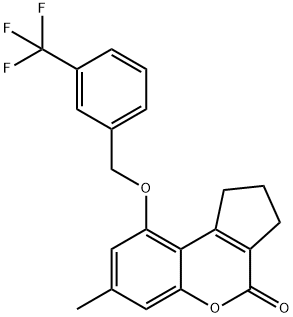 7-methyl-9-[[3-(trifluoromethyl)phenyl]methoxy]-2,3-dihydro-1H-cyclopenta[c]chromen-4-one 구조식 이미지