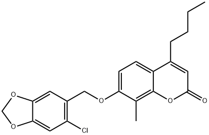 4-butyl-7-[(6-chloro-1,3-benzodioxol-5-yl)methoxy]-8-methylchromen-2-one 구조식 이미지