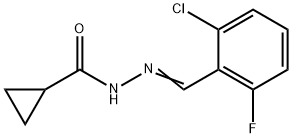 N-[(E)-(2-chloro-6-fluorophenyl)methylideneamino]cyclopropanecarboxamide 구조식 이미지