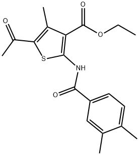 ethyl 5-acetyl-2-[(3,4-dimethylbenzoyl)amino]-4-methylthiophene-3-carboxylate Structure