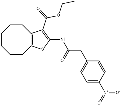 ethyl 2-[[2-(4-nitrophenyl)acetyl]amino]-4,5,6,7,8,9-hexahydrocycloocta[b]thiophene-3-carboxylate Structure