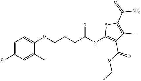 ethyl 5-carbamoyl-2-[4-(4-chloro-2-methylphenoxy)butanoylamino]-4-methylthiophene-3-carboxylate Structure