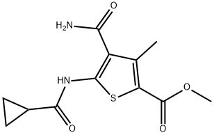 methyl 4-carbamoyl-5-(cyclopropanecarbonylamino)-3-methylthiophene-2-carboxylate Structure