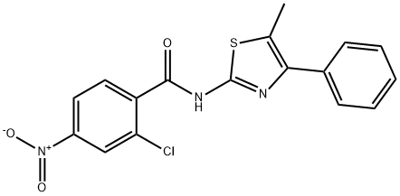 2-chloro-N-(5-methyl-4-phenyl-1,3-thiazol-2-yl)-4-nitrobenzamide 구조식 이미지