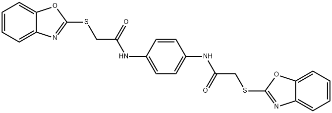 2-(1,3-benzoxazol-2-ylsulfanyl)-N-[4-[[2-(1,3-benzoxazol-2-ylsulfanyl)acetyl]amino]phenyl]acetamide 구조식 이미지