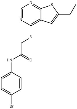 N-(4-bromophenyl)-2-(6-ethylthieno[2,3-d]pyrimidin-4-yl)sulfanylacetamide 구조식 이미지