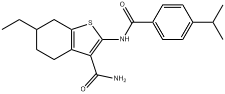 6-ethyl-2-[(4-propan-2-ylbenzoyl)amino]-4,5,6,7-tetrahydro-1-benzothiophene-3-carboxamide 구조식 이미지