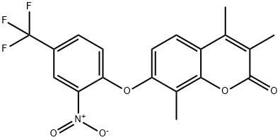 3,4,8-trimethyl-7-[2-nitro-4-(trifluoromethyl)phenoxy]chromen-2-one Structure