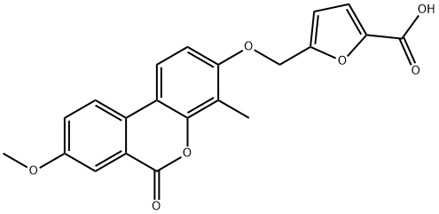 5-[(8-methoxy-4-methyl-6-oxobenzo[c]chromen-3-yl)oxymethyl]furan-2-carboxylic acid 구조식 이미지