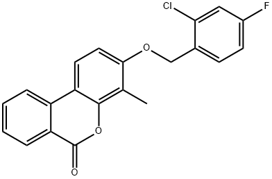 3-[(2-chloro-4-fluorophenyl)methoxy]-4-methylbenzo[c]chromen-6-one 구조식 이미지