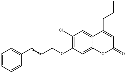 6-chloro-7-[(E)-3-phenylprop-2-enoxy]-4-propylchromen-2-one 구조식 이미지