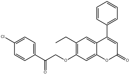 7-[2-(4-chlorophenyl)-2-oxoethoxy]-6-ethyl-4-phenylchromen-2-one Structure