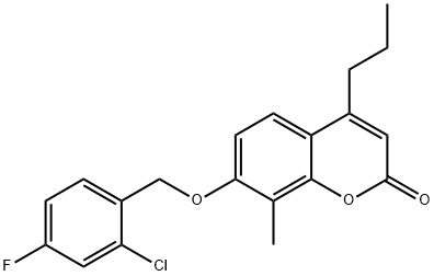 7-[(2-chloro-4-fluorophenyl)methoxy]-8-methyl-4-propylchromen-2-one 구조식 이미지